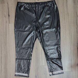 Roamans Faux Leather Black Pants